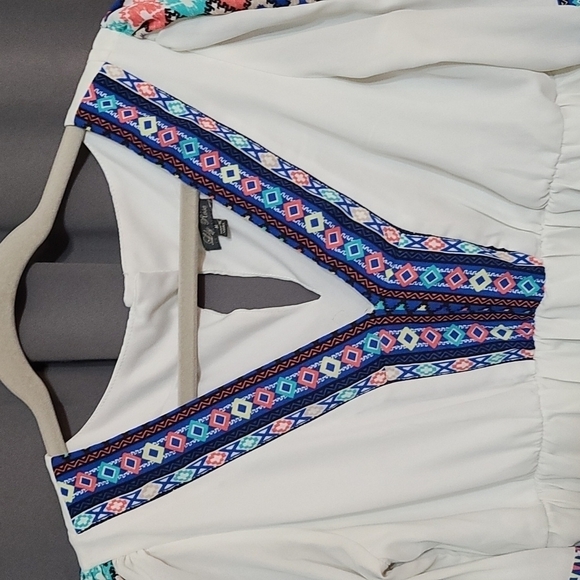 Lily Rose BoHo Style Dress Aztec Design Lined V-neck Summery Size M GUC … - Picture 2 of 9